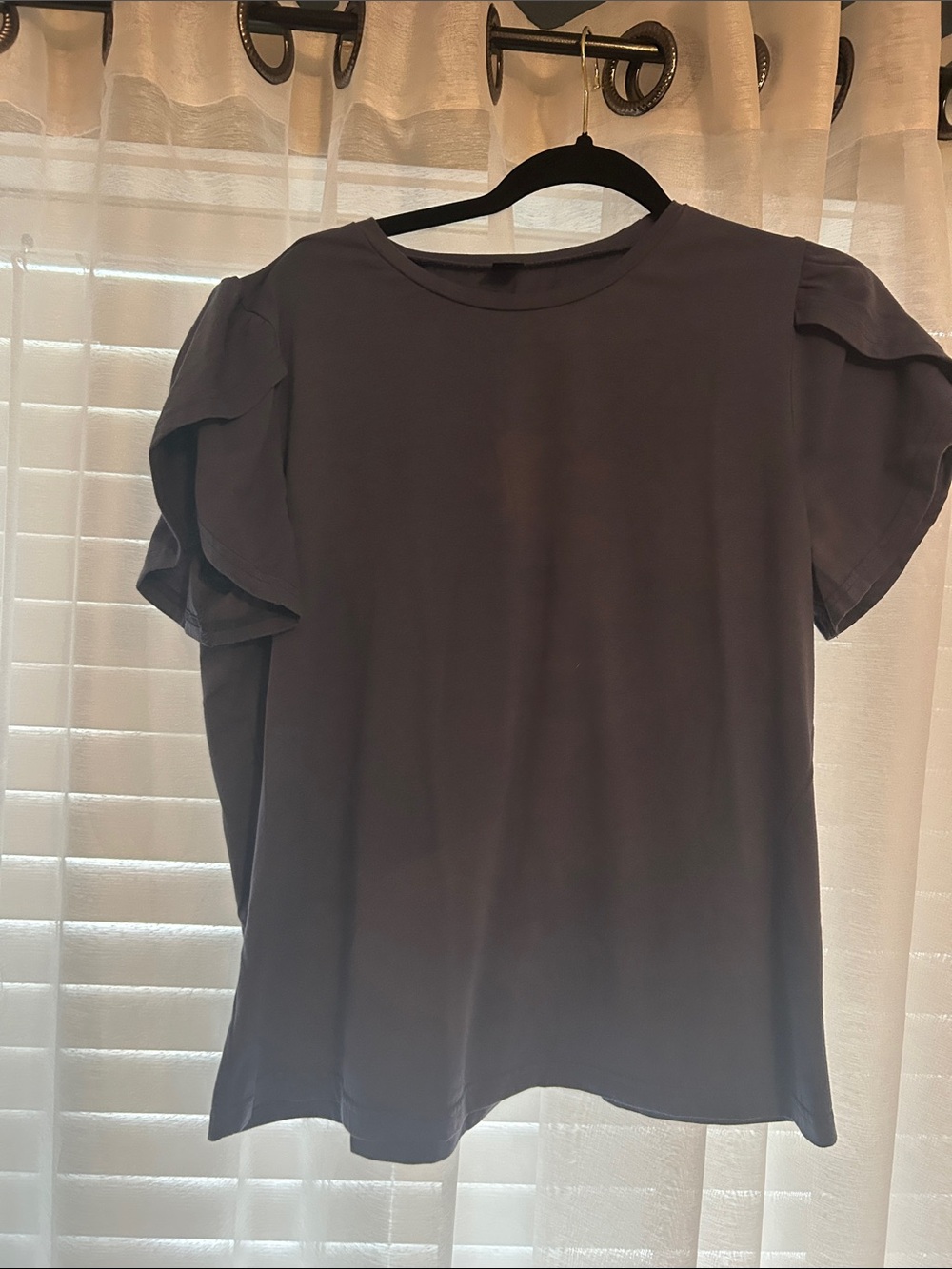 SHEIN Slate Blue Ruffle Sleeve Tee